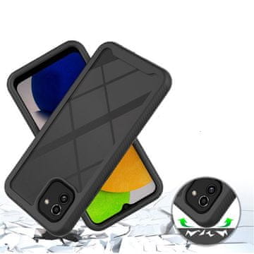 GS Ovitek za Samsung Galaxy A03, odporen na udarce, s folijo, črn
