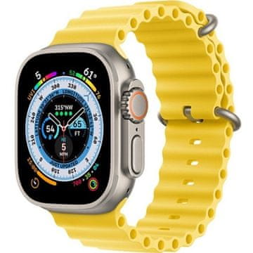 GS Silikonski pašček za Apple Watch 1/2/3/4/5/6/7/8/9/10/11/SE Ultra 1/2/3 42/44/45/46/49 mm, rumen