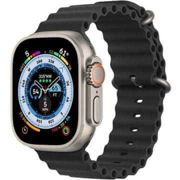 GS Silikonski pašček za Apple Watch 1/2/3/4/5/6/7/8/9/10/11/SE 38/40/41/42 mm, črne barve