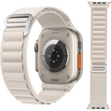 GS Najlonski pašček za Apple Watch 1/2/3/4/5/6/7/8/9/10/11/SE 38/40/41/42 mm, bel