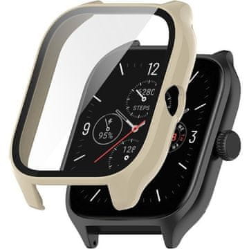 GS Ovitek 2 v 1 + kaljeno steklo za Amazfit GTS 4, bež