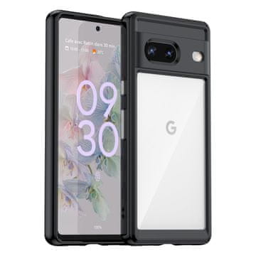 GS Ovitek za Google Pixel 7 5G Fusion Hybrid z zaščito kamere, prozoren/črn