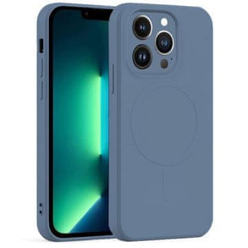 GS Silikonski ovitek Mag Cover za iPhone 13 Pro Max, moder + steklo