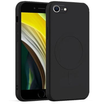GS Silikonski ovitek Mag Cover za iPhone 7/8/SE 2020/SE 2022, črn + steklo
