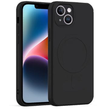 GS Silikonski ovitek Mag Cover za iPhone 14 Plus, črn + steklo