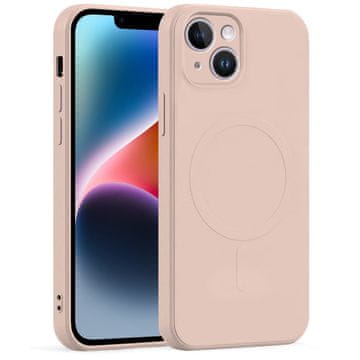 GS Silikonski ovitek Mag Cover za iPhone 14 Plus, roza