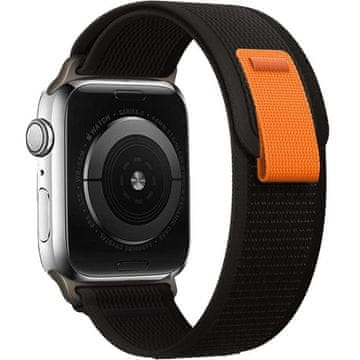GS Najlonski pašček za Apple Watch 1/2/3/4/5/6/7/8/9/10/11/SE Ultra 1/2/3 42/44/45/46/49 mm, črn/oranžen