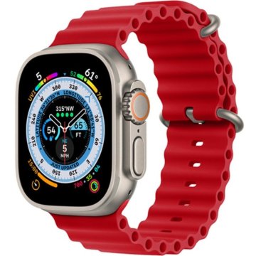 GS Silikonski pašček za Apple Watch 1/2/3/4/5/6/7/8/9/10/11/SE Ultra 1/2/3 42/44/45/46/49 mm, rdeč