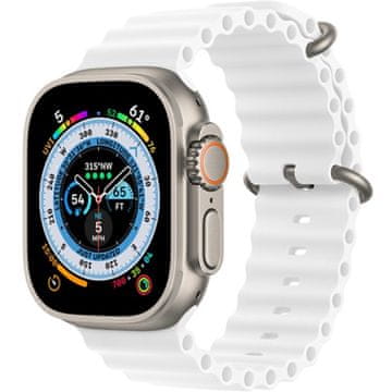 GS Silikonski pašček za Apple Watch 1/2/3/4/5/6/7/8/9/10/11/SE 38/40/41/42 mm, bel