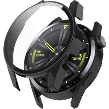 GS Ovitek 2 v 1 + kaljeno steklo za Huawei Watch GT 3 46 mm, črn