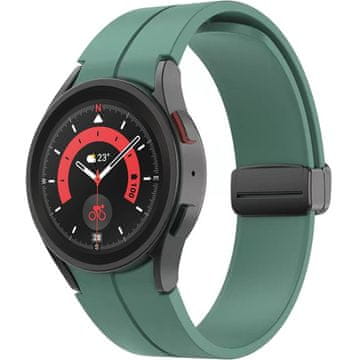 GS Silikonski pašček za Samsung Galaxy Watch 4/5/6/7/FE 40/42/43/44/45/46/47 mm, temno zelen