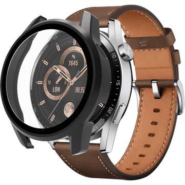 GS Ovitek 2 v 1 + kaljeno steklo za Huawei Watch GT 3 42 mm, ovitek, črn