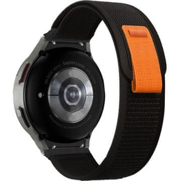 GS Najlonski pašček za Samsung Galaxy Watch 4/5/6/7/FE 40/42/43/44/45/46/47 mm, črne/oranžne barve