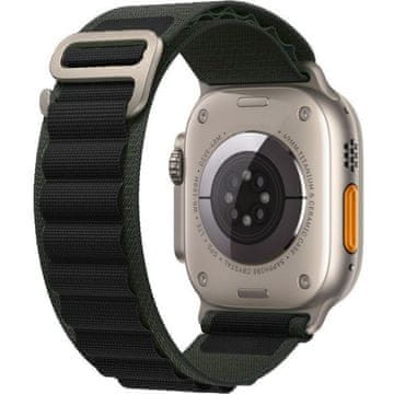 GS Najlonski pašček za Apple Watch 1/2/3/4/5/6/7/8/9/10/11/SE Ultra 1/2/3 42/44/45/46/49 mm, črn/zelen