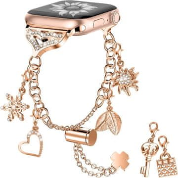 GS Ženska zapestnica za Apple Watch 1/2/3/4/5/6/7/8/9/10/11/SE Ultra 1/2/3 42/44/45/46/49mm - roza zlata