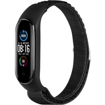 GS Najlonski pašček za Xiaomi Mi Band 3/4/5/6/7/7 NFC, črne barve