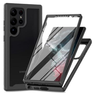 GS Ovitek za Samsung Galaxy S23 Ultra, odporen na udarce, s folijo, črn