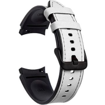 GS Usnjen pašček za Samsung Galaxy Watch 4/5/6/7/FE 40/42/43/44/45/46/47 mm, bel