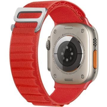 GS Najlonski pašček za Apple Watch 1/2/3/4/5/6/7/8/9/10/11/SE Ultra 1/2/3 42/44/45/46/49 mm, rdeč