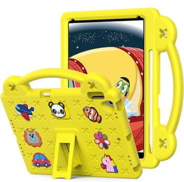 GS Ovitek za iPad 10,2" 2021/2020/2019 (9./8./7. gen.) / Air 10,5" 2019 (3. gen.), ljubki vzorci, s stojalom, rumen