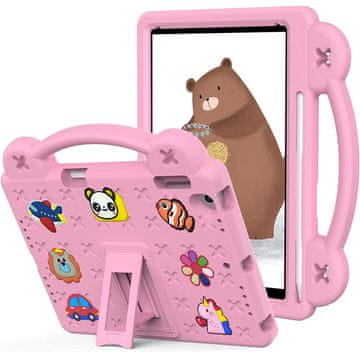 GS Ovitek za iPad 9,7" 2018/2017 (6./5. generacija) / Pro 9,7" 2016, ljubki vzorci, s stojalom, roza