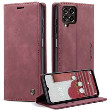 CaseMe Ovitek za Samsung Galaxy M33 5G, usnjena denarnica, bordo