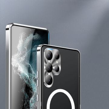 GS Zaščitni ovitek za kamero Samsung Galaxy S23 Ultra, CamShield MagSafe, prozoren/srebrn