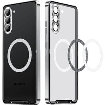 GS Zaščitni ovitek za kamero Samsung Galaxy S23, CamShield MagSafe, prozoren/srebrn