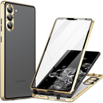 GS Ovitek za Samsung Galaxy S23, dvojno magnetno steklo, zlat