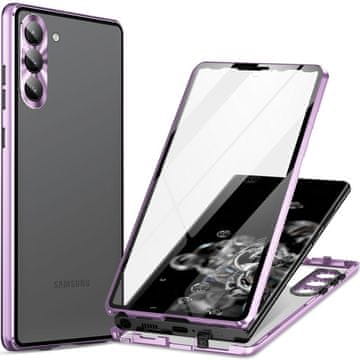 GS Ovitek za Samsung Galaxy S23, dvojno magnetno steklo, vijoličen