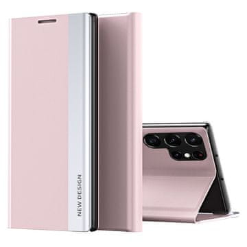 GS Ovitek s preklopom za Samsung Galaxy S23 Ultra, stranski magnetni, roza