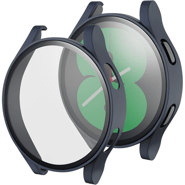 GS Ovitek 2 v 1 + kaljeno steklo za Samsung Galaxy Watch 4 44 mm, temno moder