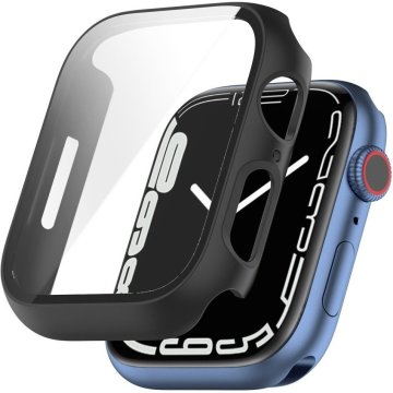 GS Ovitek 2 v 1 + kaljeno steklo za Apple Watch 7/8/9 45 mm, črn