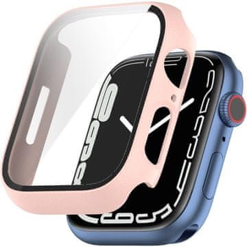 GS Ovitek 2 v 1 + kaljeno steklo za Apple Watch 7/8/9 45 mm, roza