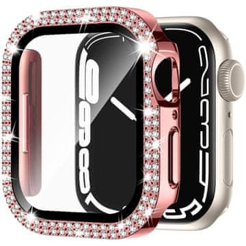 GS Ovitek 2 v 1 + kaljeno steklo za Apple Watch 7/8/9 41 mm, roza