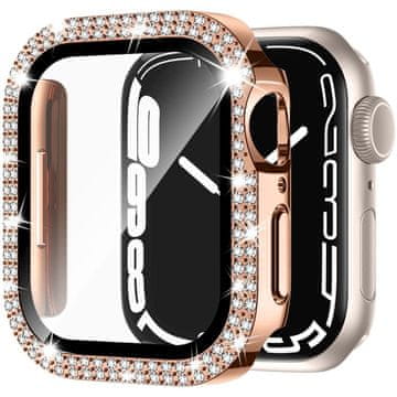 GS Ovitek 2 v 1 + kaljeno steklo za Apple Watch 4/5/6/SE 44 mm, roza zlata