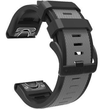 GS Silikonski pašček Quickfit 22 mm za Garmin, siv/črn