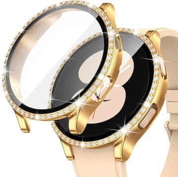 GS Ovitek 2 v 1 + kaljeno steklo za Samsung Galaxy Watch 5 40 mm, zlat