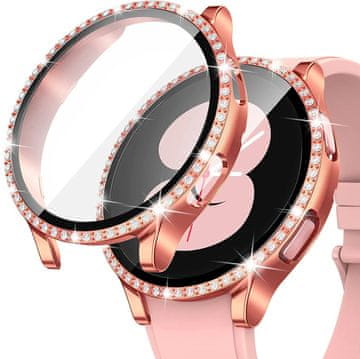 GS Ovitek 2 v 1 + kaljeno steklo za Samsung Galaxy Watch 5 44 mm, roza