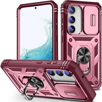 GS Oklepni ovitek za Samsung Galaxy S23 Plus, CamShield Slide, roza/rdeč