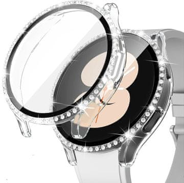 GS Ovitek 2 v 1 + kaljeno steklo za Samsung Galaxy Watch 5 44 mm, prozoren, brezbarven