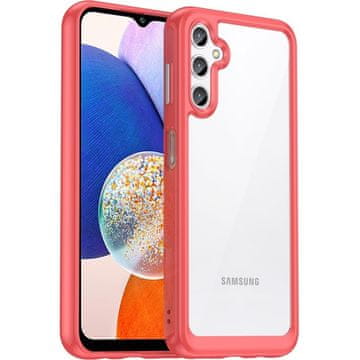 GS Ovitek za Samsung Galaxy A14 4G/5G Fusion Hybrid, prozoren/rdeč