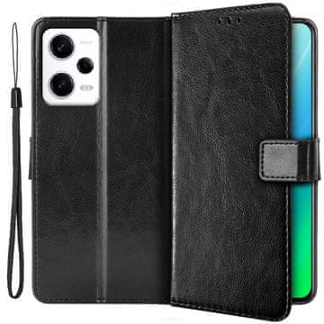 GS Preklopni ovitek za Xiaomi Redmi Note 12 5G / POCO X5 5G, denarnica Crazy Horse, črna