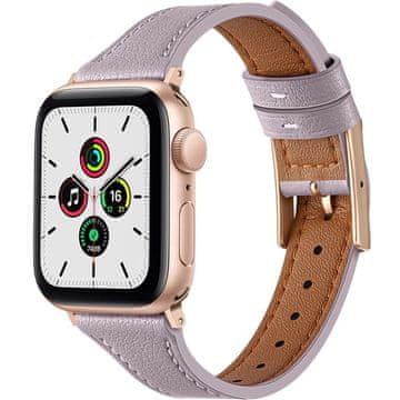 GS Usnjen pašček za Apple Watch 1/2/3/4/5/6/7/8/9/10/11/SE Ultra 1/2/3 42/44/45/46/49 mm, vijoličen