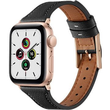 GS Usnjen pašček za Apple Watch 1/2/3/4/5/6/7/8/9/10/11/SE Ultra 1/2/3 42/44/45/46/49 mm, črne barve
