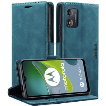 Overboard Ovitek za Motorola Moto E13 4G, denarnica Vintage s preklopom, modra