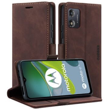 Overboard Ovitek za Motorola Moto E13 4G, Vintage denarnica s preklopom, barva kava