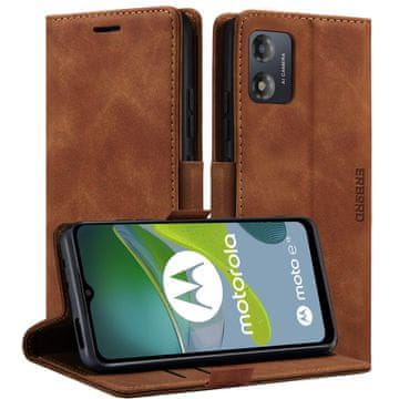 Overboard Ovitek za Motorola Moto E13 4G, denarnica Vintage s preklopom, rjava