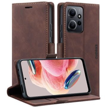 Overboard Ovitek za Xiaomi Redmi Note 12 5G / Poco X5 5G, Vintage denarnica s preklopom, kava