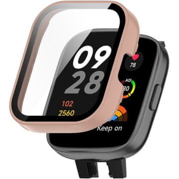 GS Ovitek 2 v 1 + kaljeno steklo za Xiaomi Redmi Watch 3, roza